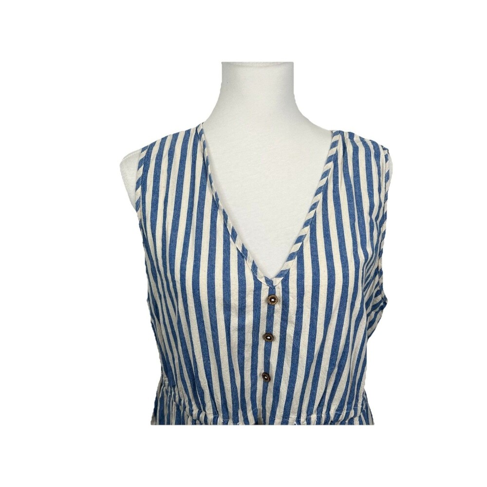 Shein Curve Sundress Plus Sz 2XL Chambray Blue & White Stripe V Neck Sleeveless - Picture 2 of 9